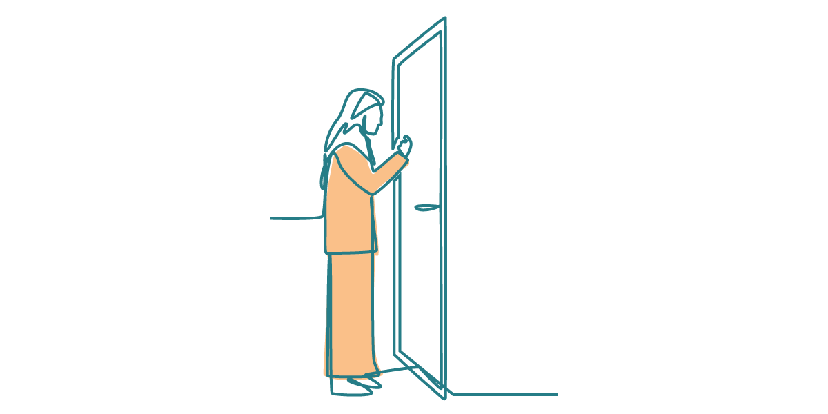 A person knocking on a door