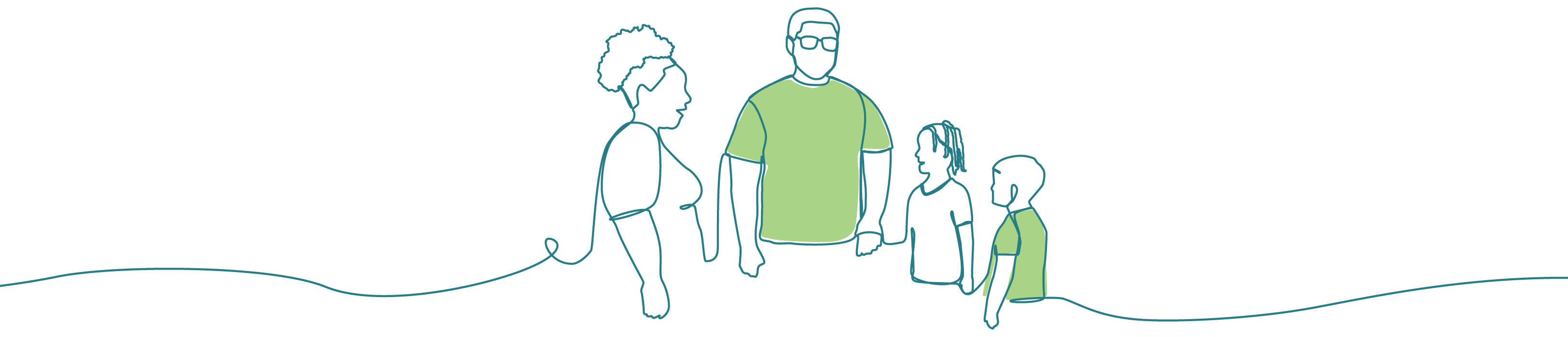Two adults and two children standing together