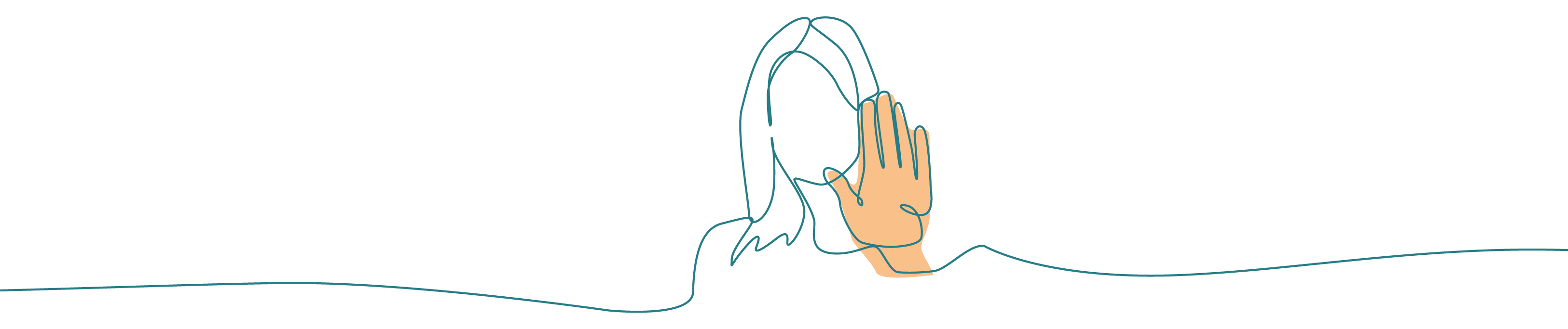 A person with a hand raised in front of their face