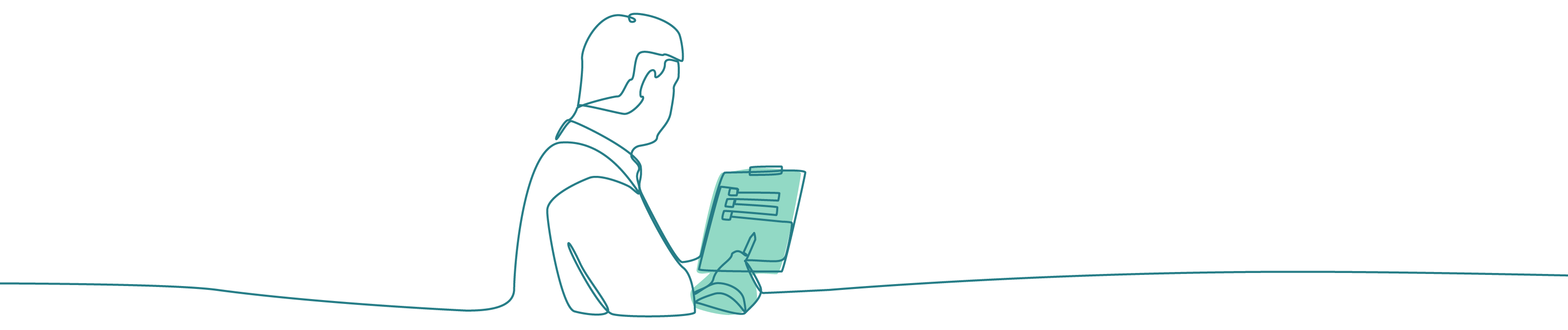 A person looking at a clipboard