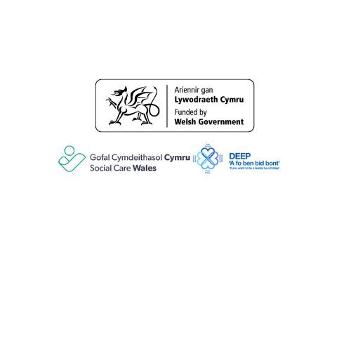 logos for funders including Welsh Government, Social Care Wales and DEEP